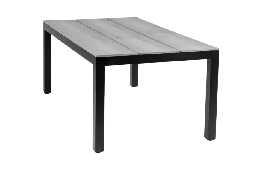 Rechthoekige tuintafel cyprus grey black polywood aluminium PNG