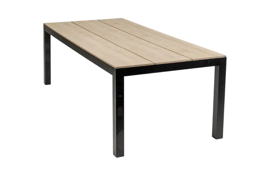 Rechthoekige tuintafel cyrpus wood black polywood aluminium PNG