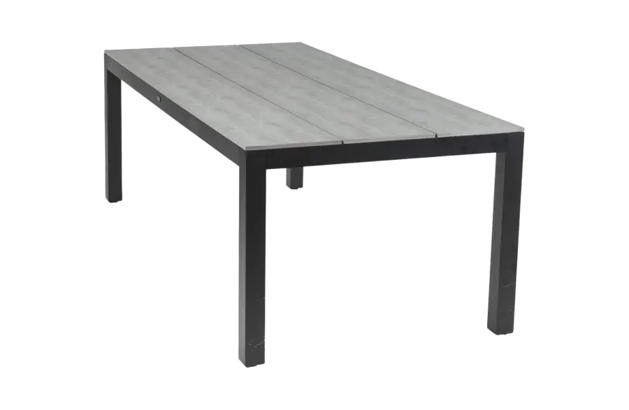 Rechthoekige tuintafel cyrpus grey black polywood aluminium PNG