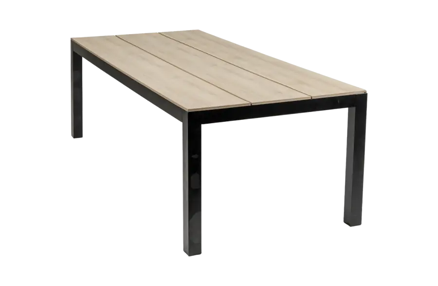 Rechthoekige tuintafel Cyrpus wood black polywood aluminium PNG