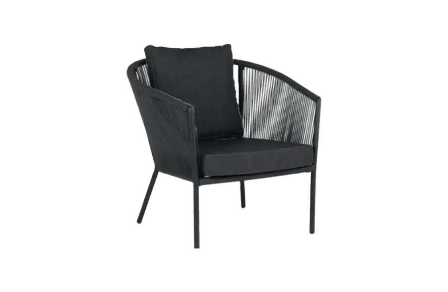 Loungestoel Reims | Black | Aluminium & Rope