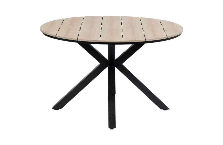 Ronde tuintafel 120cm cyprus wood black polywood aluminium PNG
