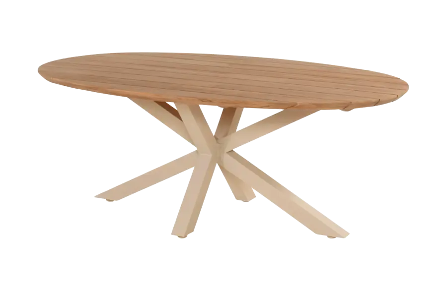 Ovale tuintafel San Sebastian 200x120cm | Cappuccino & Teak | Hartman