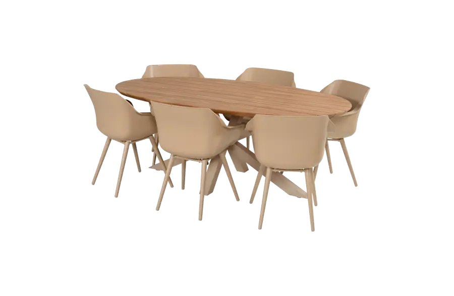 7-delige tuinset | 6 Sophie tuinstoelen (Cappuccino) | Tuintafel San Sebastian(Cappuccino) | Hartman