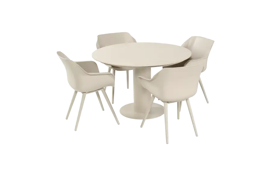 5-delige ronde tuinset | 4 Sophie tuinstoelen (Sand) | Tuintafel Girona ø120cm (Sand)