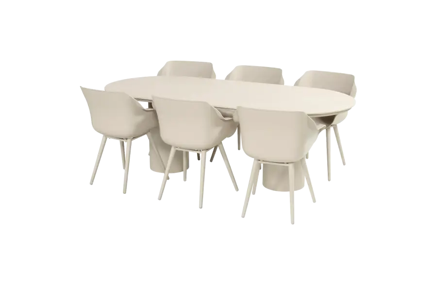 7-delige tuinset | 6 Sophie tuinstoelen (Sand) | Tuintafel Valencia 220x100cm (Sand/Beige) | Hartman