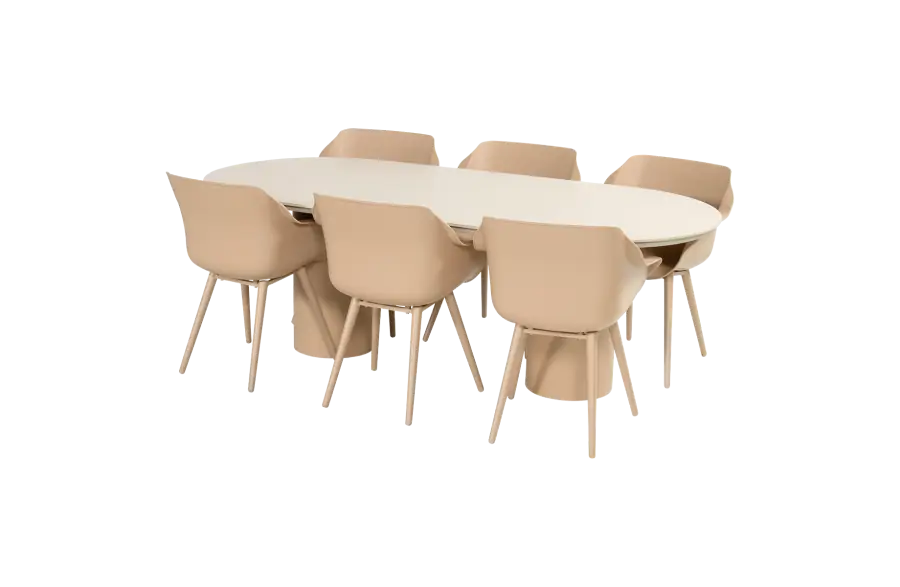 7-delige tuinset | 6 Sophie tuinstoelen (Cappuccino) | Tuintafel Valencia (Cappuccino) | Hartman