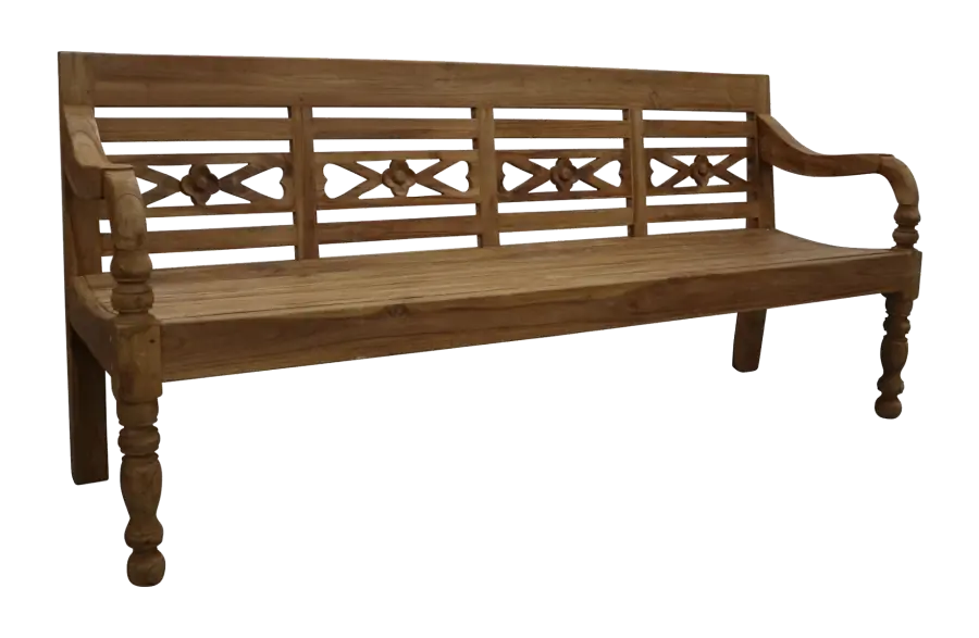 Stationsbank 3-zits | 150cm | Teakhout voorbeeld motief