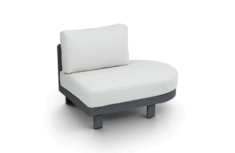 Ovale bankdeel modulaire loungeset tulum beige black aluminium PNG