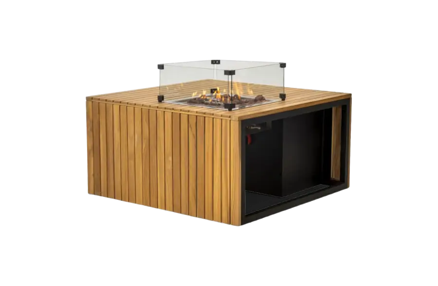 Vuurtafel mida enjoyfires black teak aluminium PNG