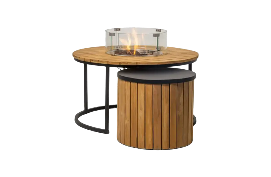 Vuurtafel 90cm Roundi Enjoyfires Teak aluminium PNG