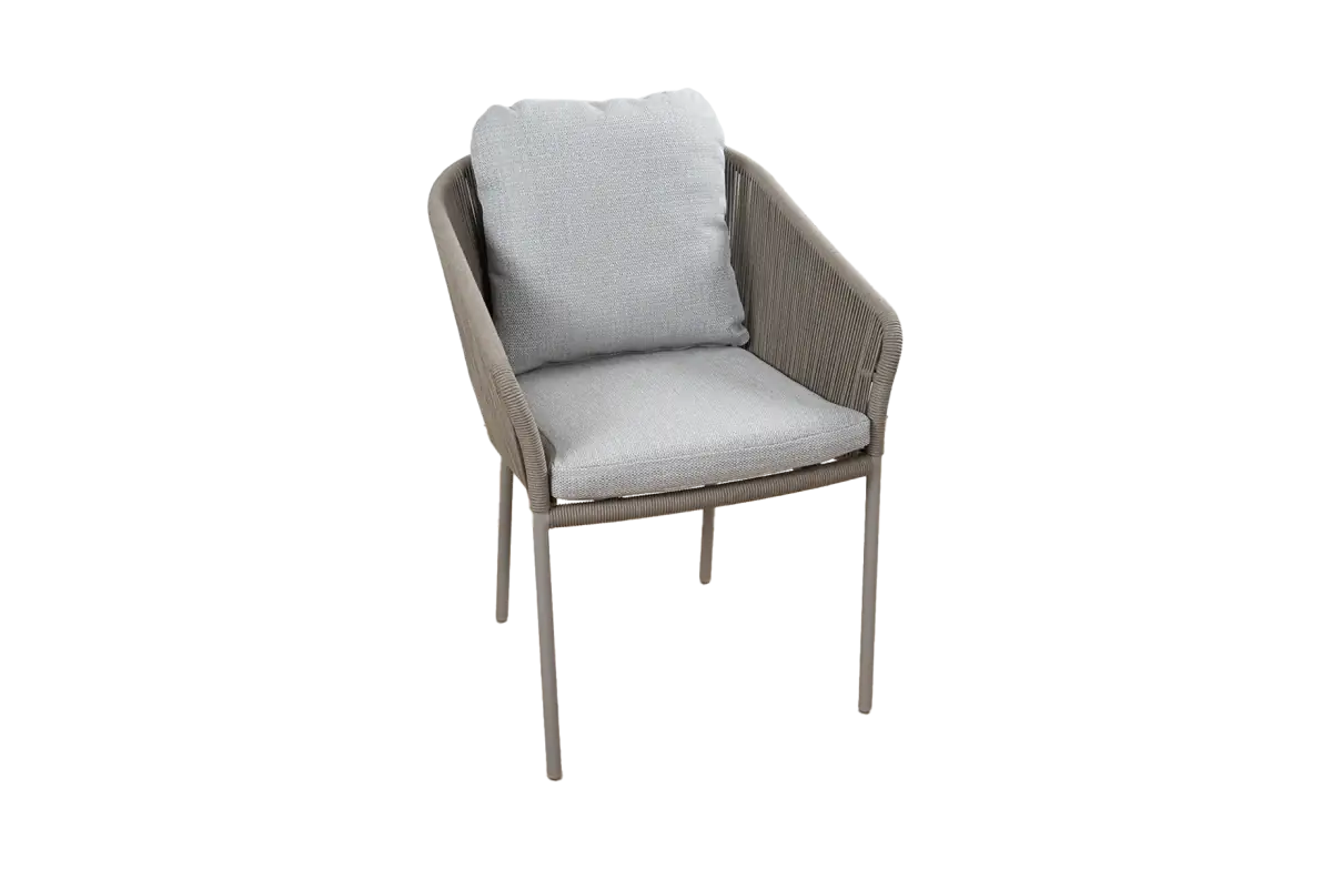 Dining tuinstoel Alezio | Latte/Camel | Rope & Aluminium