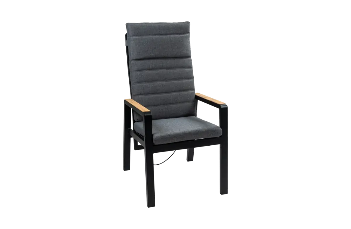 Verstelbare tuinstoel Berlijn | Black/Wood & Grey