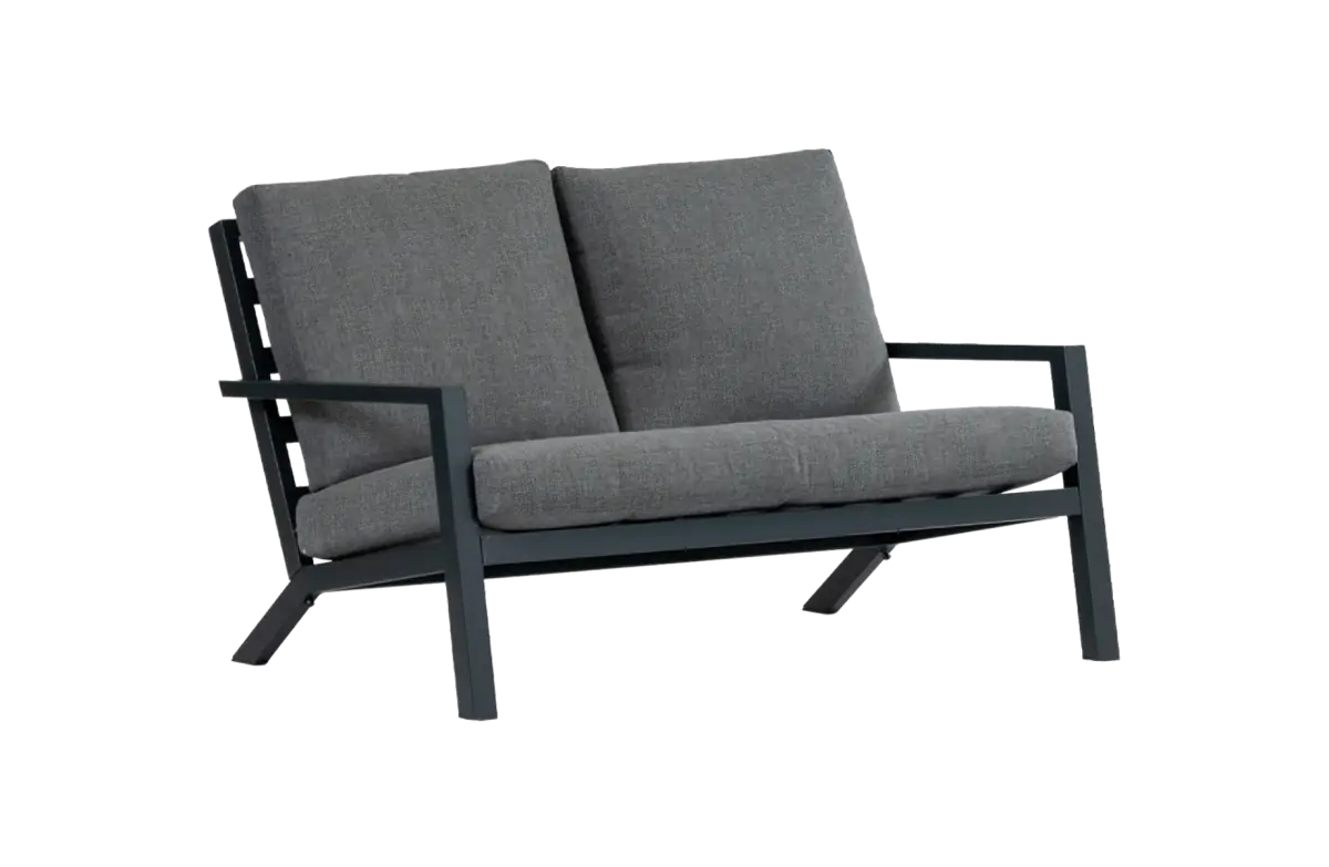 Loungebank Bezano | 2-persoons | Matt Black/Grey | Aluminium