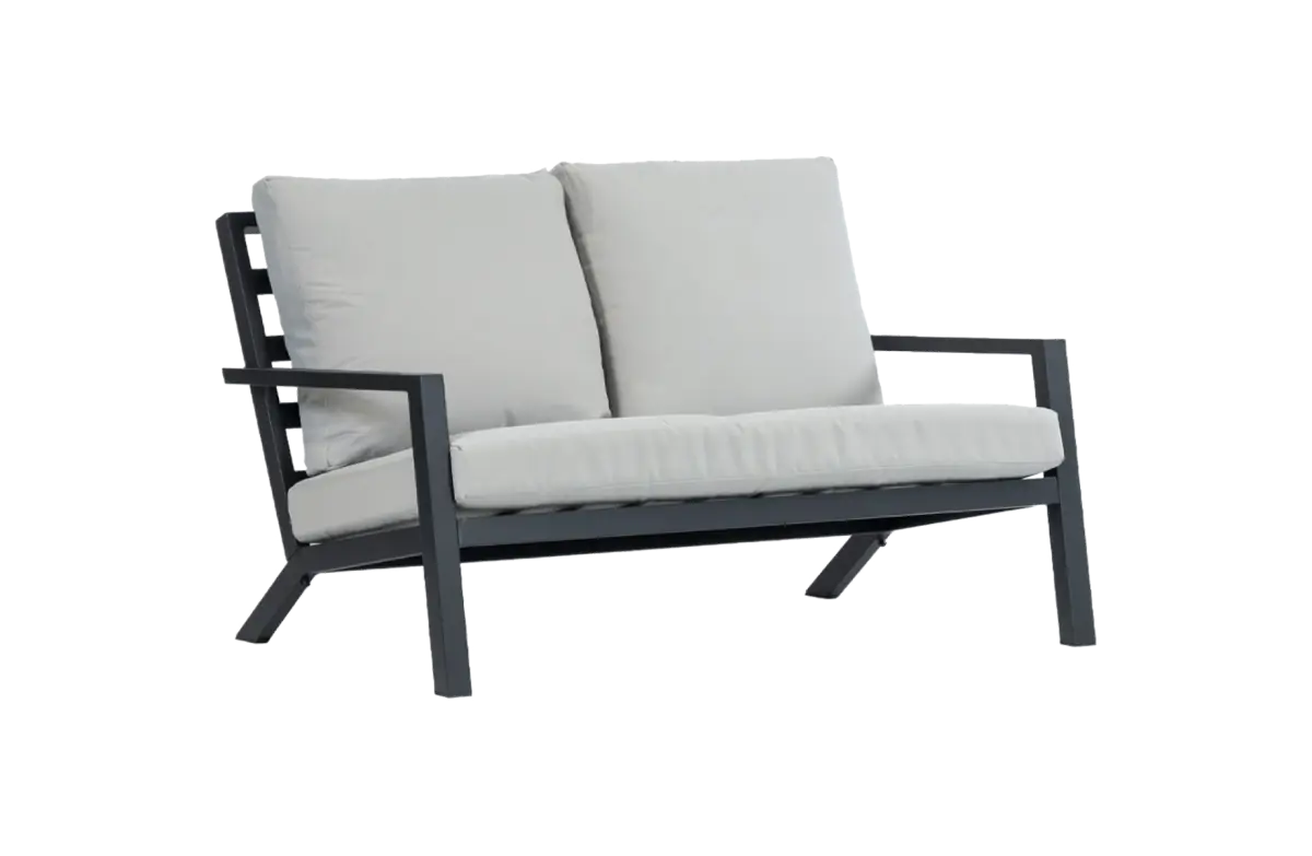 Loungebank Bezano | 2-persoons | Matt Black/Off White | Aluminium