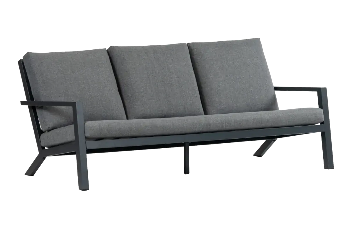 Loungebank Bezano | 3-persoons | Matt Black/Grey | Aluminium