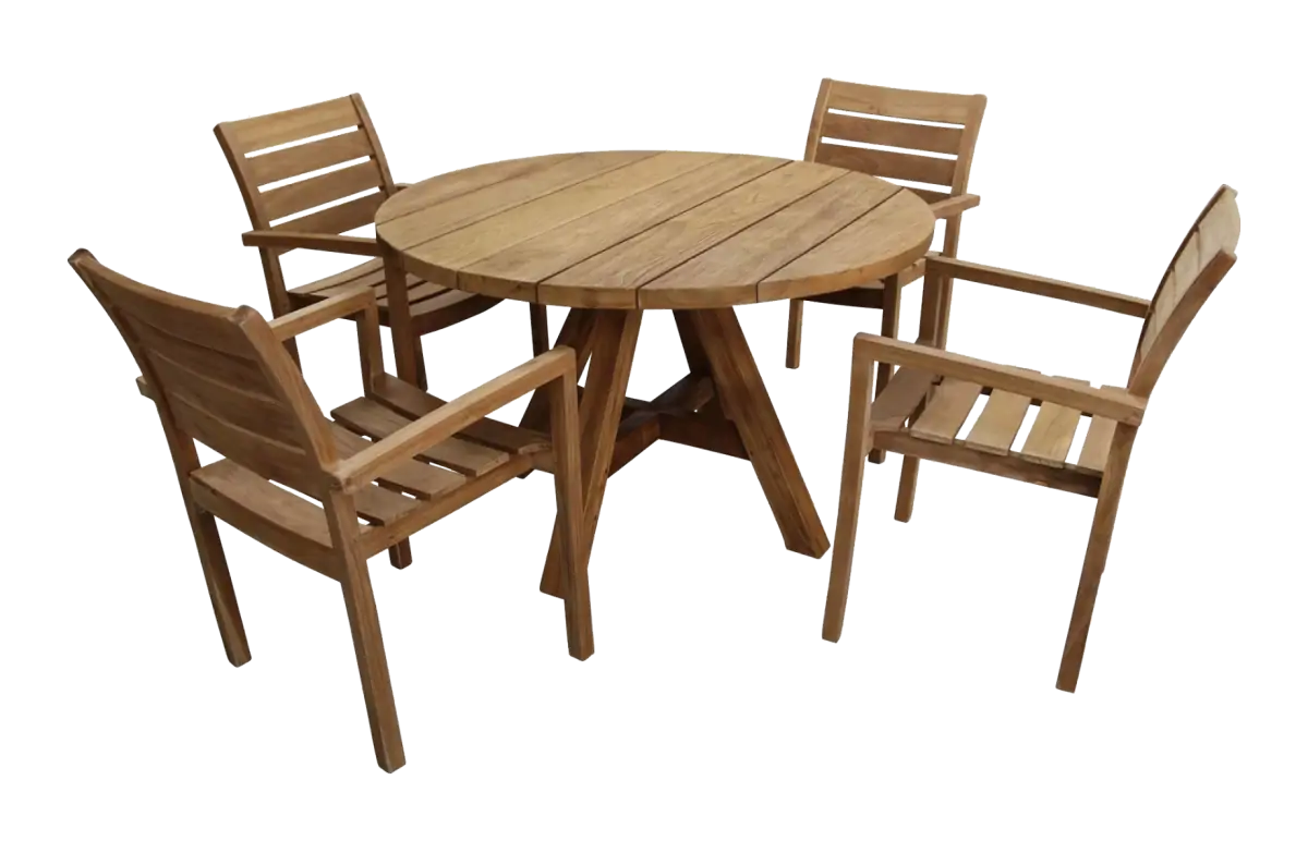 Bulu tuinset-5 delige tuinset-Bulu tuinstoel-Teakhout-ronde tuintafel