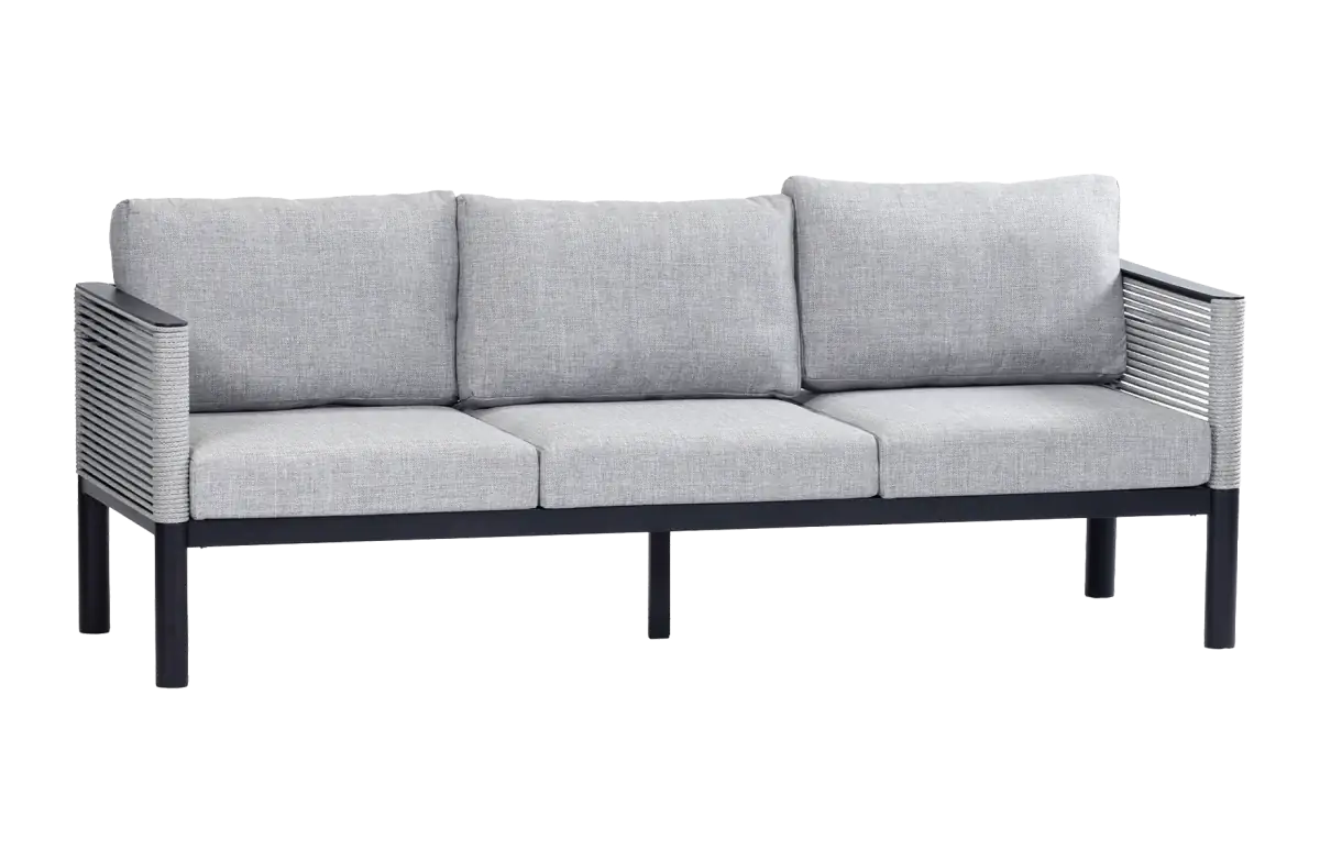 Loungebank Cuba | 3-persoons | Black | Rope & Aluminium