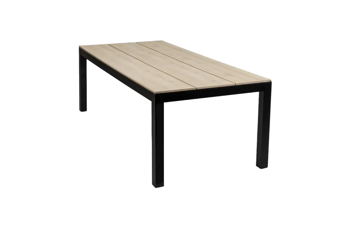 Rechthoekige tuintafel Cyrpus wood black polywood aluminium PNG