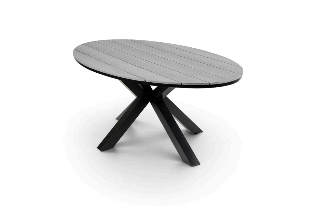 Ovale tuintafel cyprus grey black polywood aluminium PNG