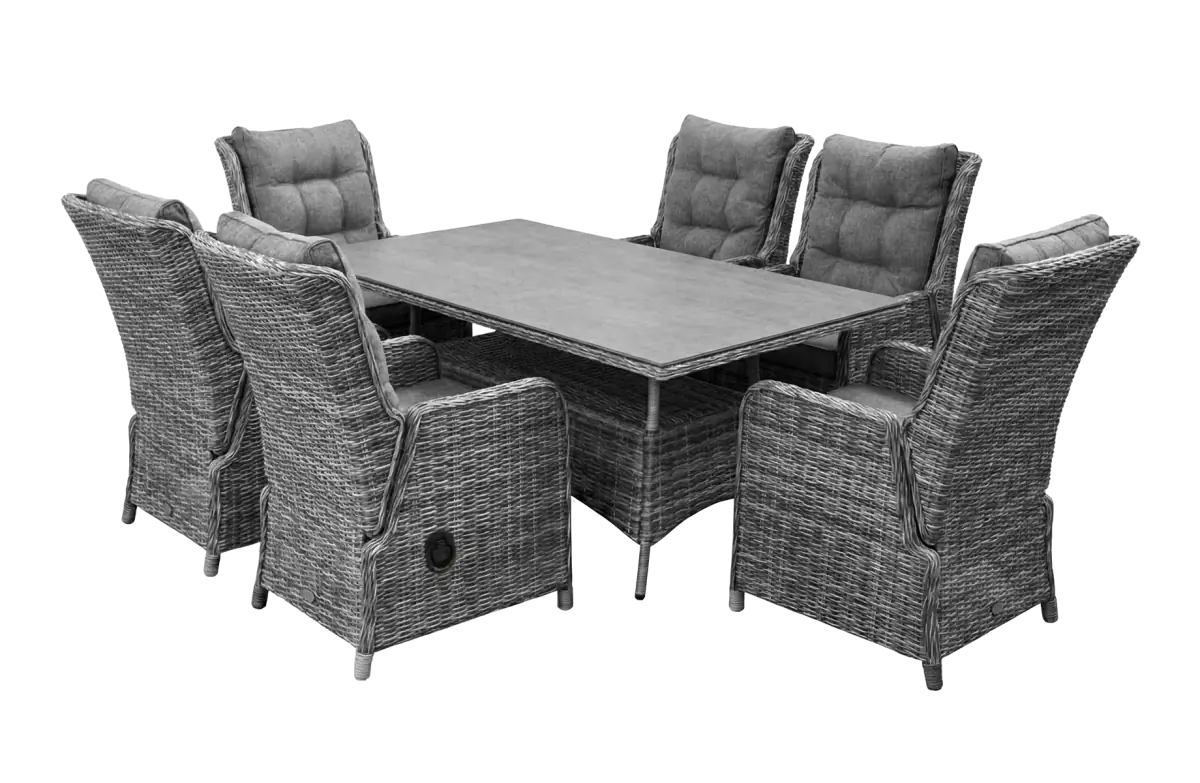7-delige tuinset | 6 Dublin verstelbare stoelen (AG) | 180cm tafel (Keramiek)