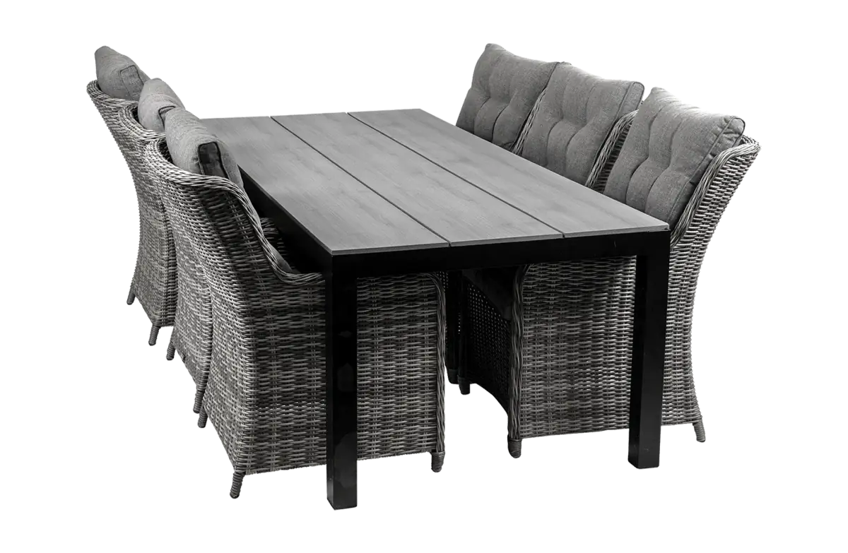 7-delige tuinset | 6 Dublin tuinstoelen (AG) | 225cm Cyprus tuintafel (Grey)