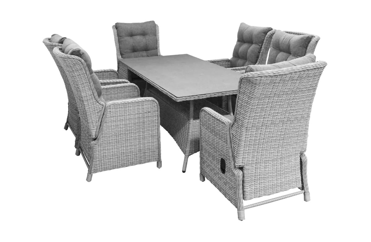 7-delige tuinset | 6 Dublin verstelbare stoelen (MG) | 180cm tafel (Keramiek)