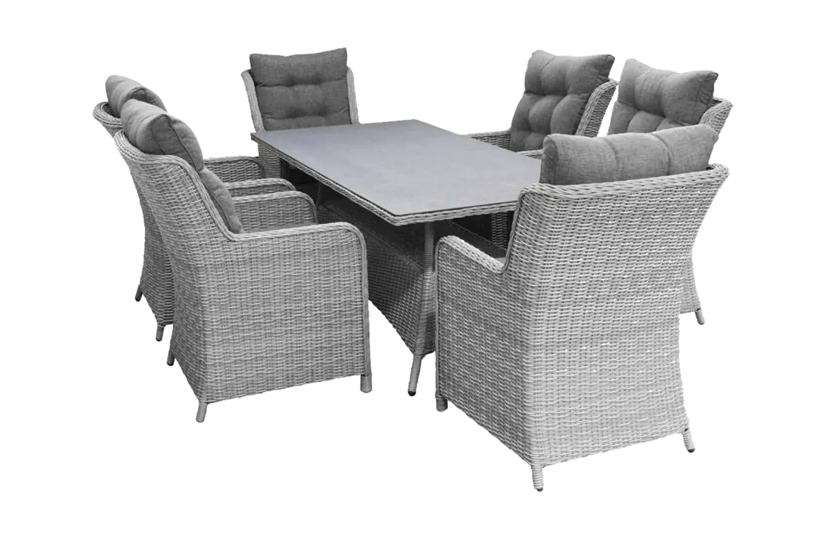 7-delige tuinset | 6 Dublin tuinstoelen (MG) | 180cm tuintafel (Keramiek)