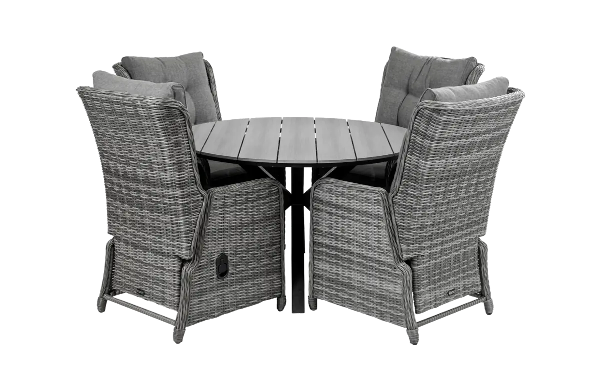 Cyprus-ronde-tuintafel-ash-grey-verstelbare-tuinstoelen-dublin tuinstoel-wicker-aluminium frame