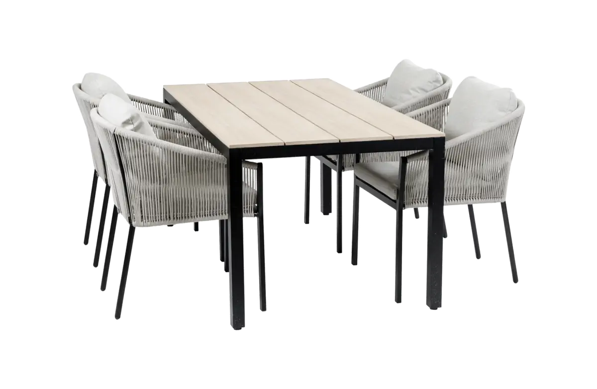 5-delige tuinset-Elvira black dining tuinstoel-polywood-4-seizoenen-tuinmeubelen