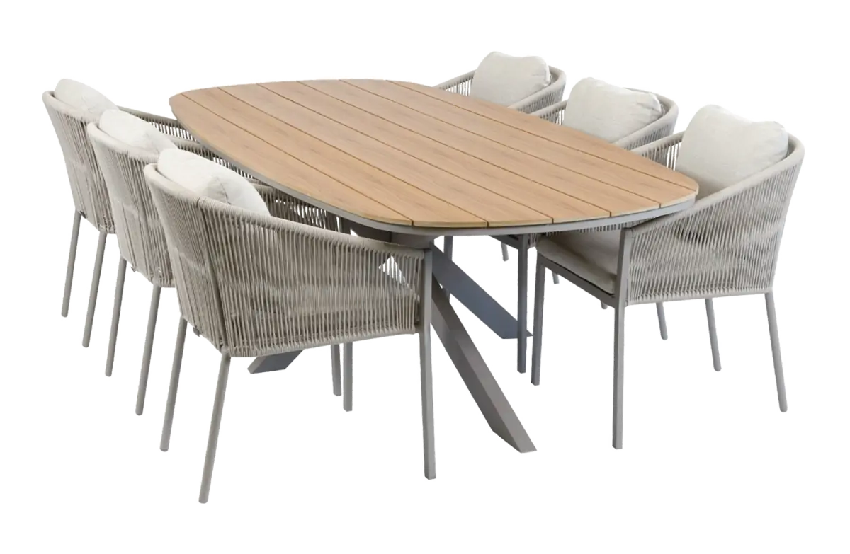 7-delige tuinset | 6 Elvira tuinstoelen (Camel) | Tuintafel Cadiz 240x115cm (Camel)