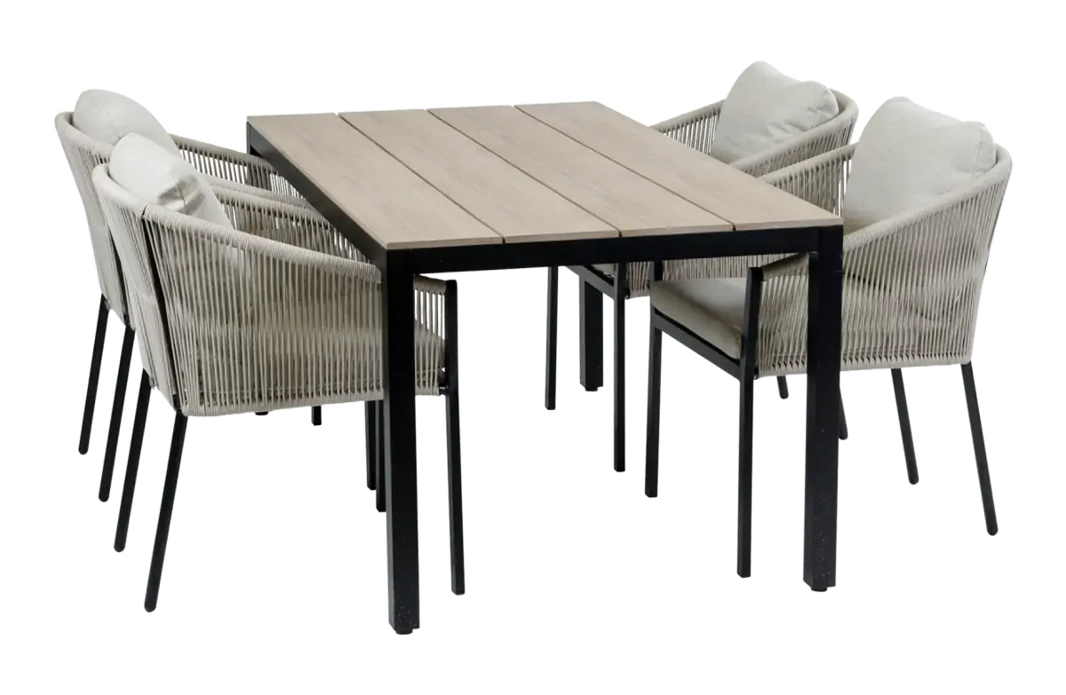 5-delige tuinset-Elvira black dining tuinstoel-polywood-4-seizoenen-tuinmeubelen