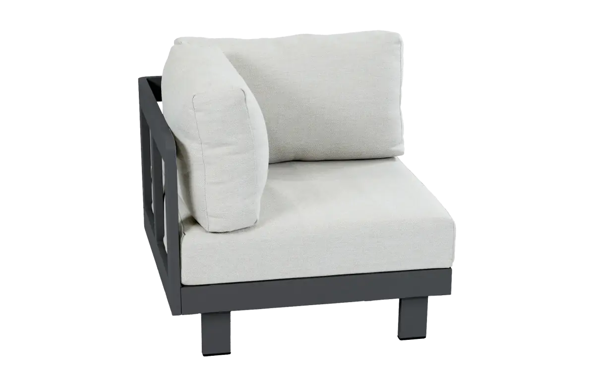 Hoekelement modulaire loungebank tulum beige black aluminium PNG
