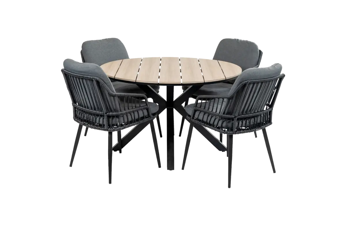 5-delig-cyprus-tuintafel-rond-wood-isabel-black-4-seizoenen-tuinmeubelen