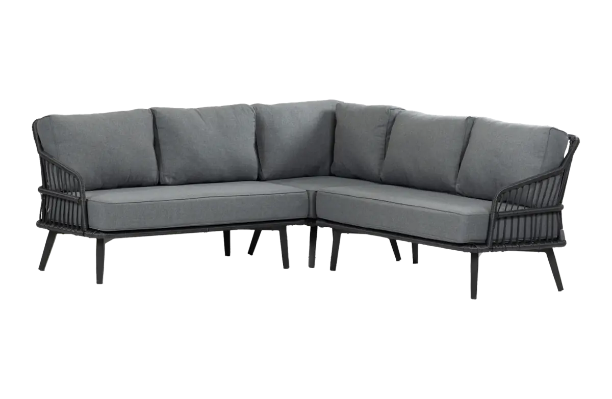 Hoek Loungebank Isabel | 3-delig | Black/Black  | Rope