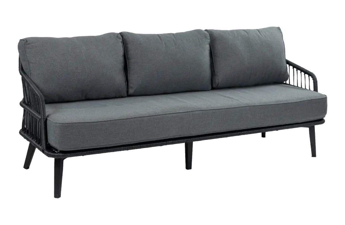 Loungebank Isabel | 3-persoons | Black/black | Rope
