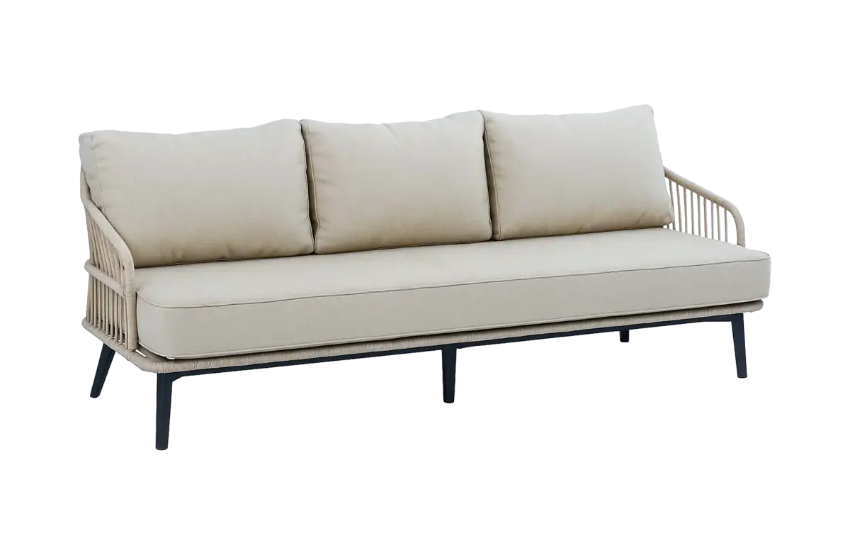 Loungebank Isabel | 3-persoons | Sand/black | Rope