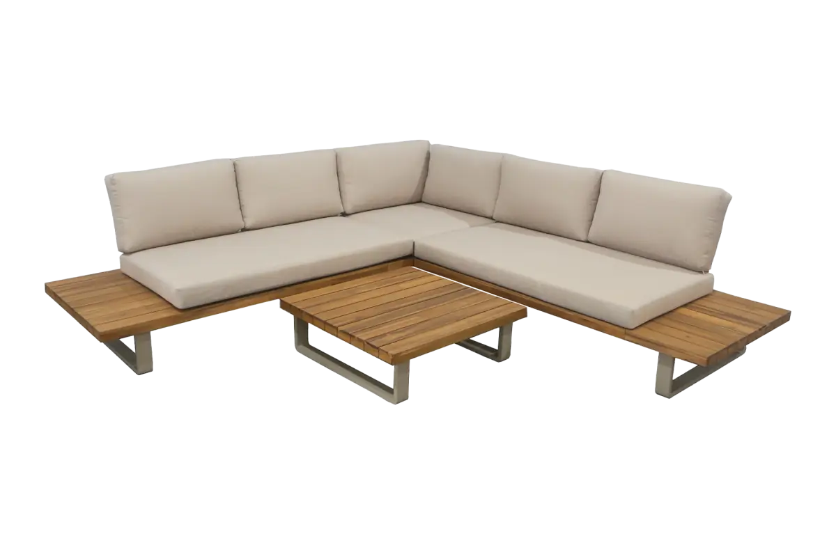 Hoek loungeset Bastan | Sand | Acacia & Aluminium