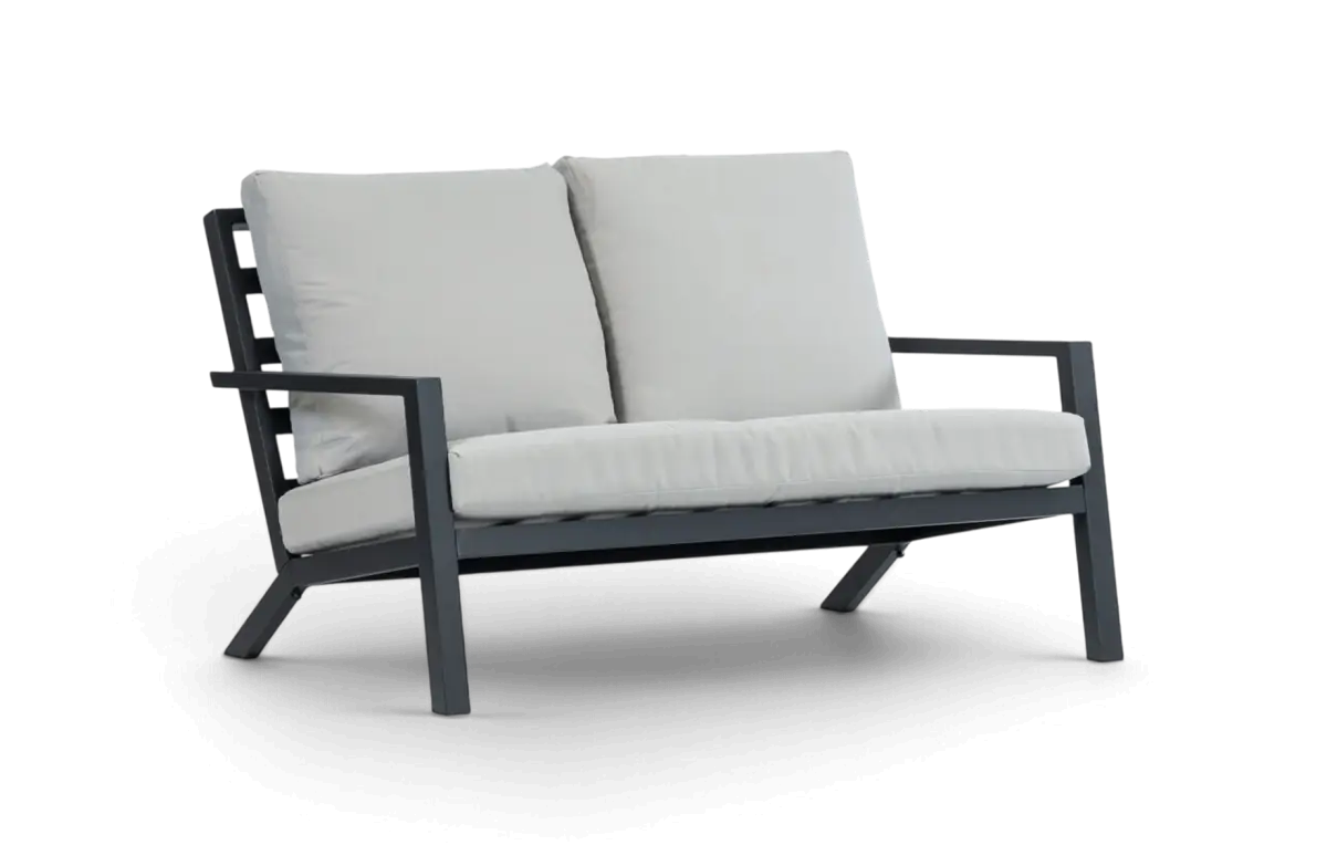 Loungebank 2 persoons Bezano Matt Black Off White Aluminium PNG