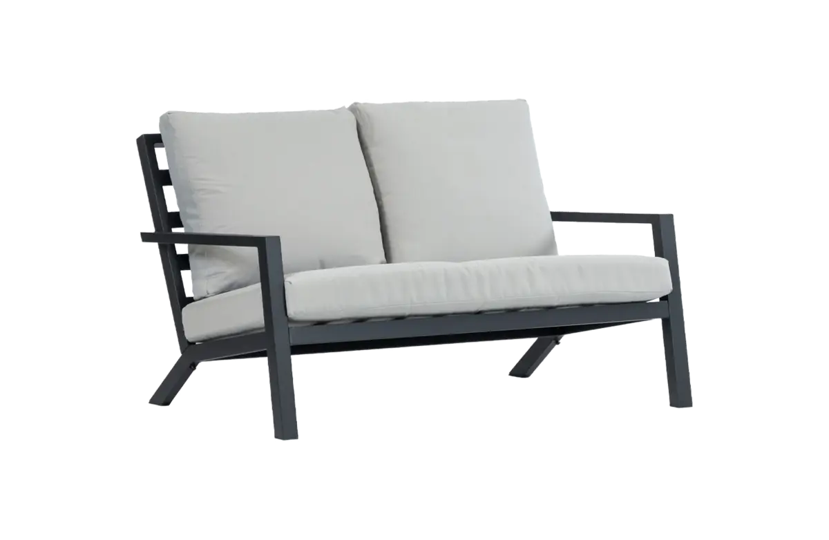 Loungebank 2 persoons Bezano Matt Black Off White Aluminium PNG