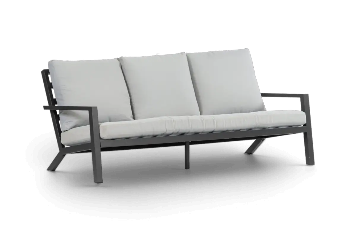Loungebank 3 persoons Bezano Matt Black Offwhite Aluminium PNG