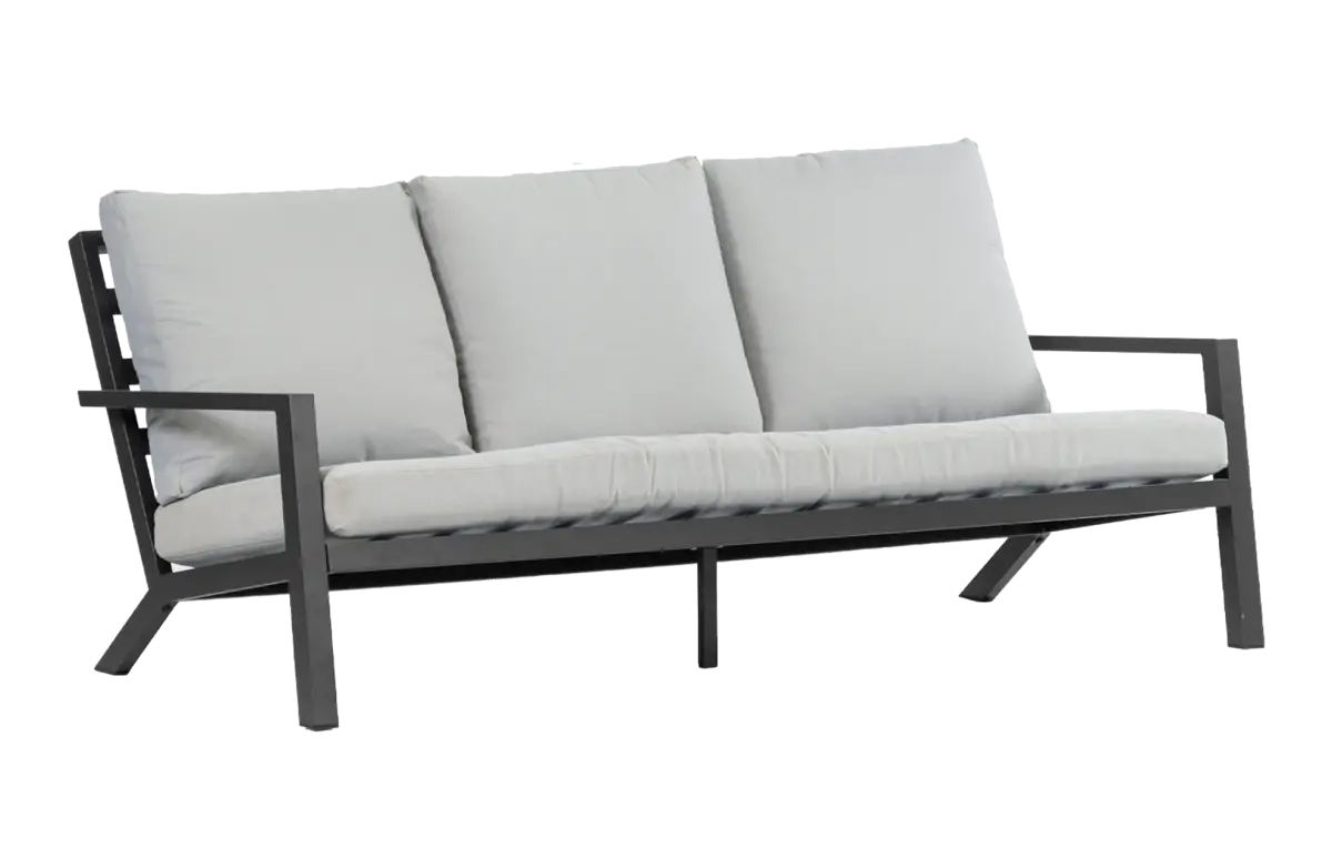 Loungebank 3 persoons Bezano Matt Black Offwhite Aluminium PNG