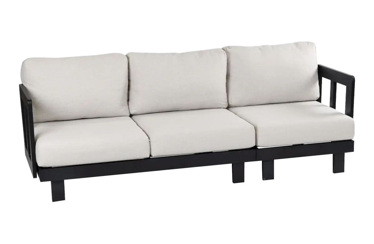 Loungebank 3 persoons Tulum Black van Aluminium PNG