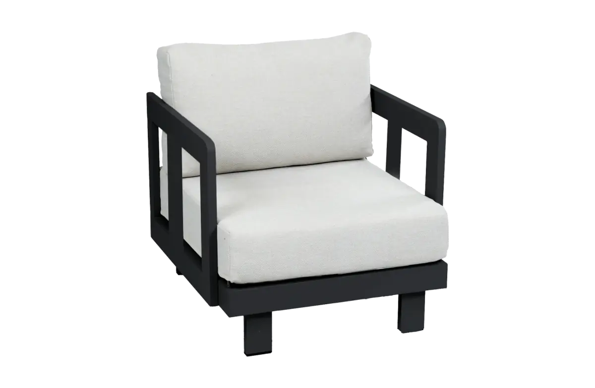 Loungestoel Tulum Beige black Alumuninium PNG