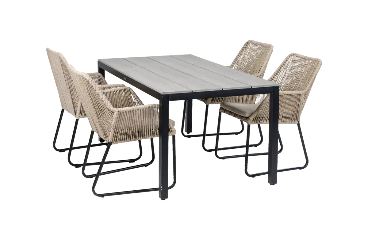 5-delige tuinset | 4 Mona tuinstoelen | 160cm Cyprus tuintafel