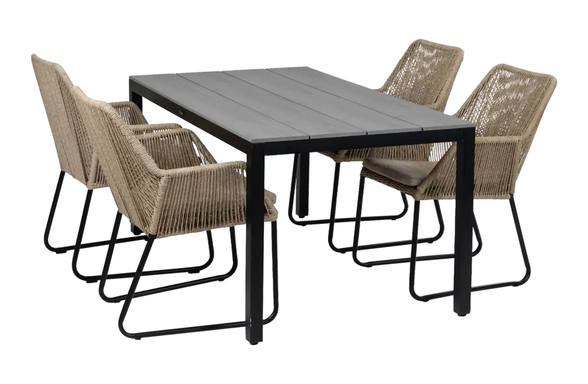 5-delige tuinset | 4 Mona tuinstoelen | 160cm Cyprus tuintafel