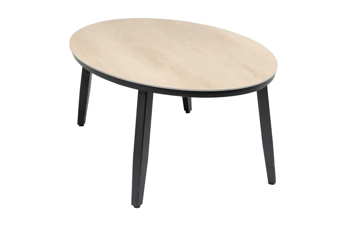 Mykonos moderne ovale bijzettafel voor buiten in houtlook - 4 Seizoenen Tuinmeubelen