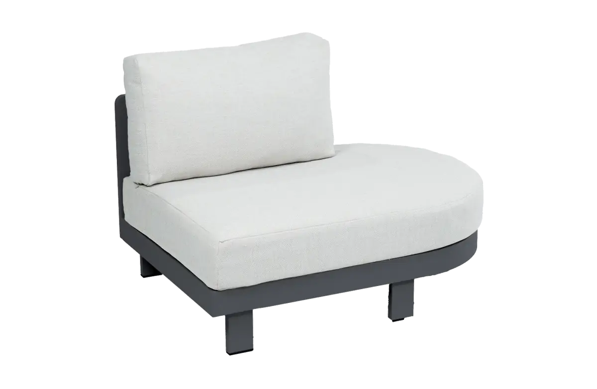 Ovale bankdeel modulaire loungeset tulum beige black aluminium PNG