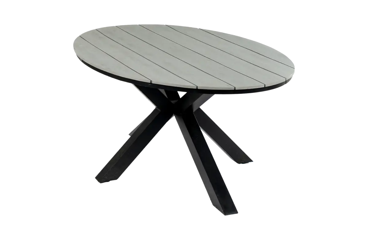 Ovale tuintafel 180cm cyprus grey black polywood aluminium PNG