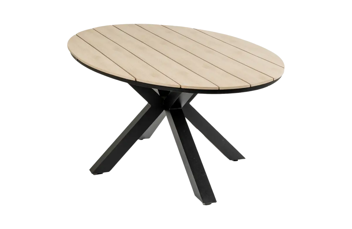 Ovale tuintafel cyprus wood black polywood aluminium PNG